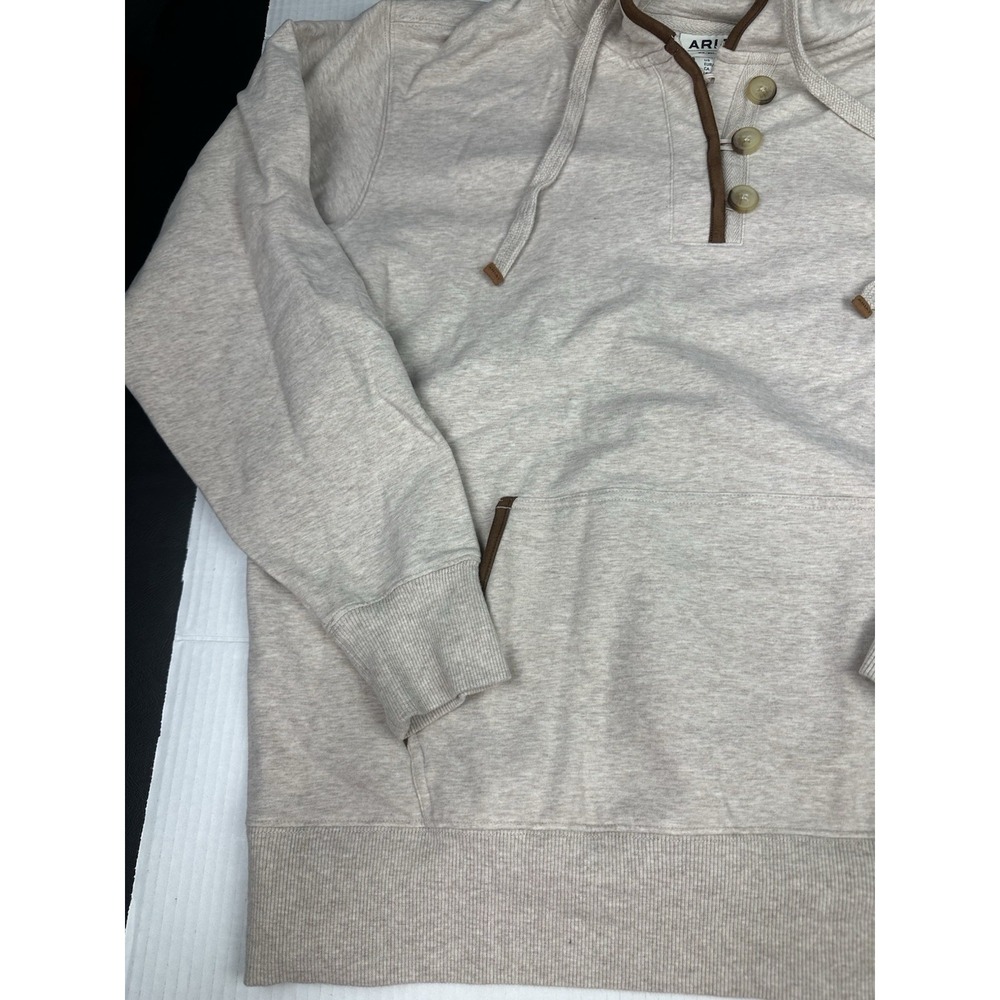 Ariat Real Hoodie Womens XL Oatmeal  Elevated Hoodie Pullover Kangaroo Pockets - Picture 2 of 7
